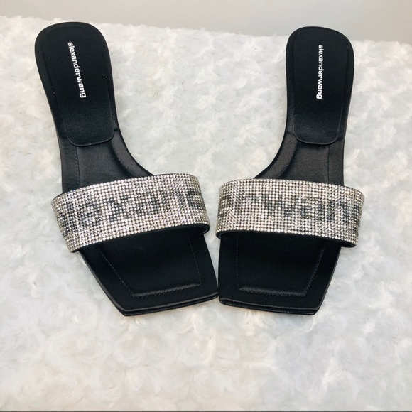 Alexander Wang Shoes - Alexander Wang Womens Jessie Crystal Logo Sandals